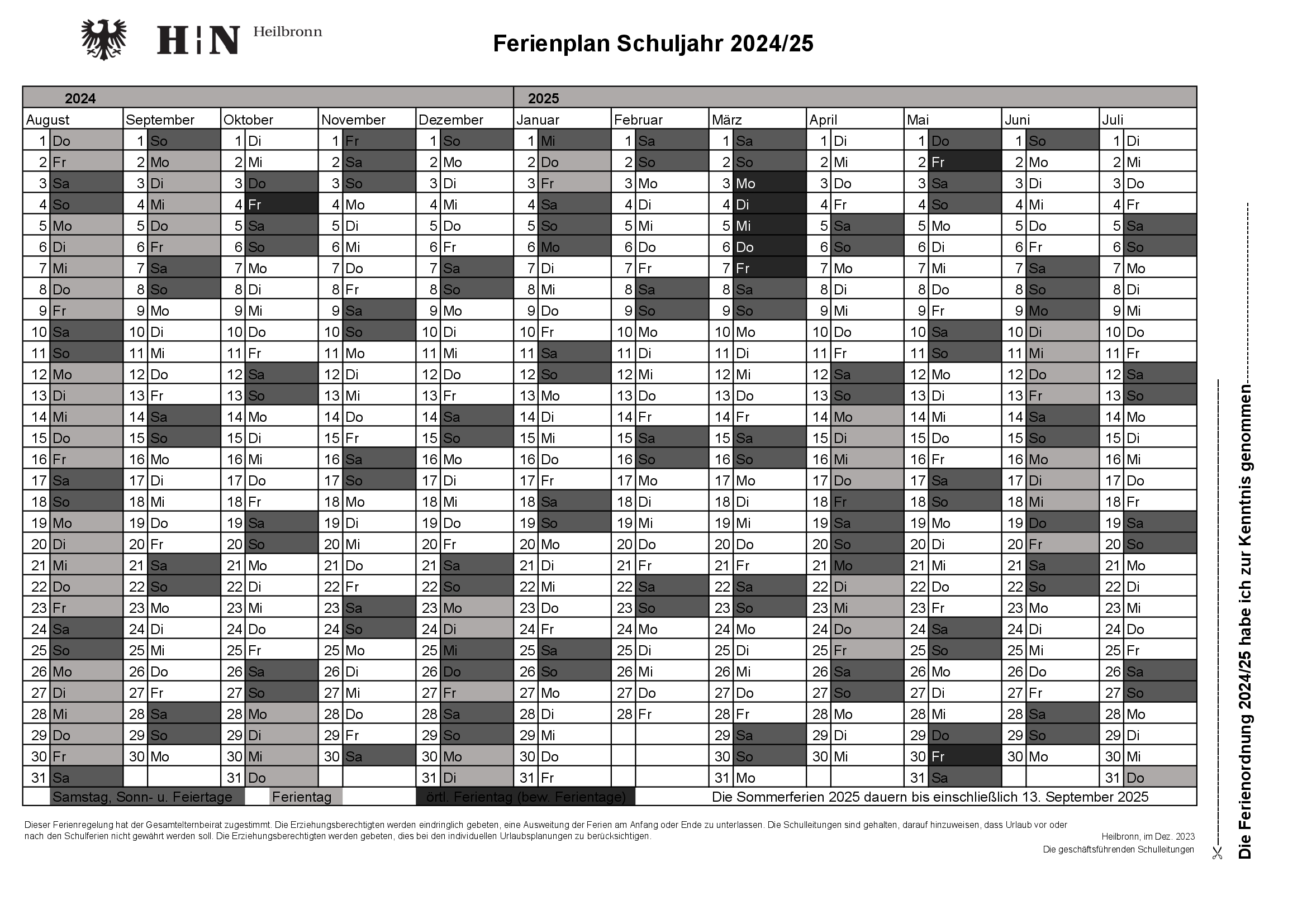 Ferienplan 2425